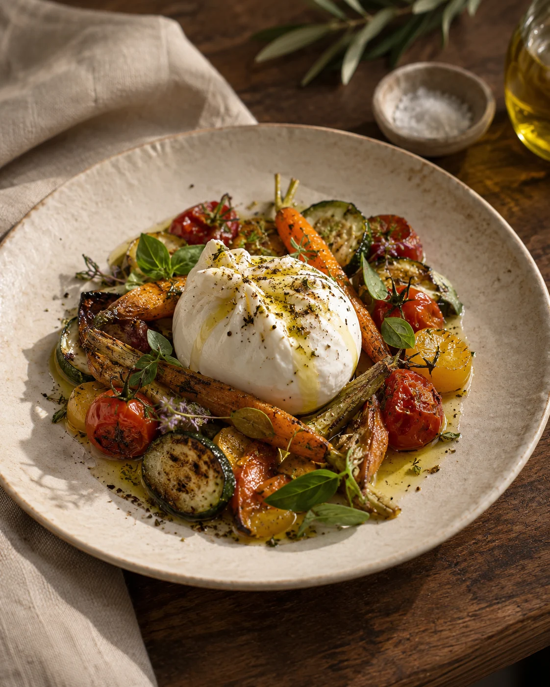 Légumes de saison, burrata — Maison Sepia