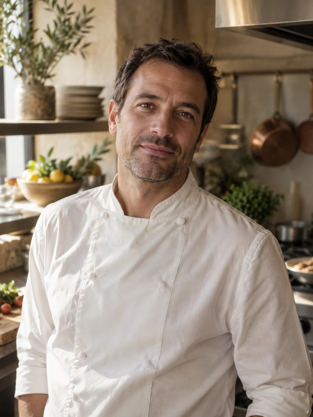 Le chef de Maison Sepia dans sa cuisine, à la lumière naturelle